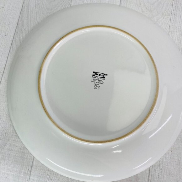 Ikea BULLRA 15199 Turquoise Red Floral Round Stoneware Dinner Plates Set of 4 - Picture 5 of 12